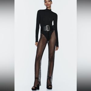 Zara shimmery rhinestones mesh leggings pants, festival, spring,